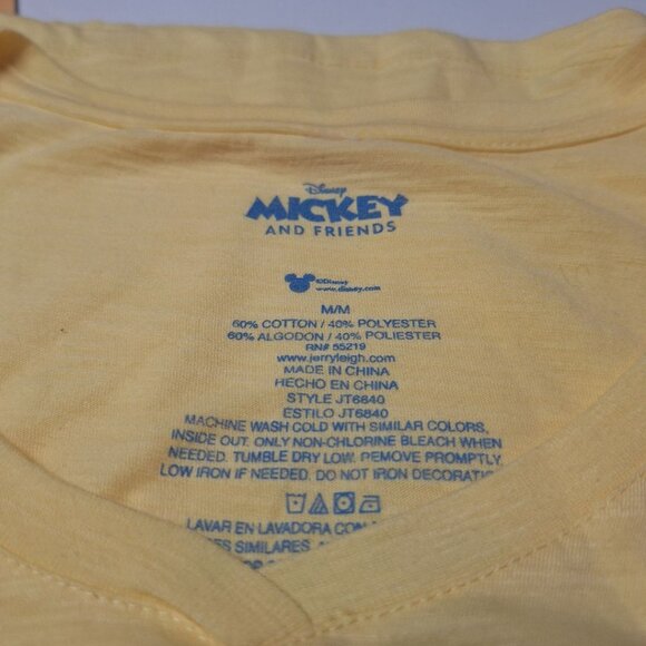 Disney Mickey and Friends Tee Shirt V Neck Womens Medium‎ Yellow Minnie Goofy - Picture 4 of 6